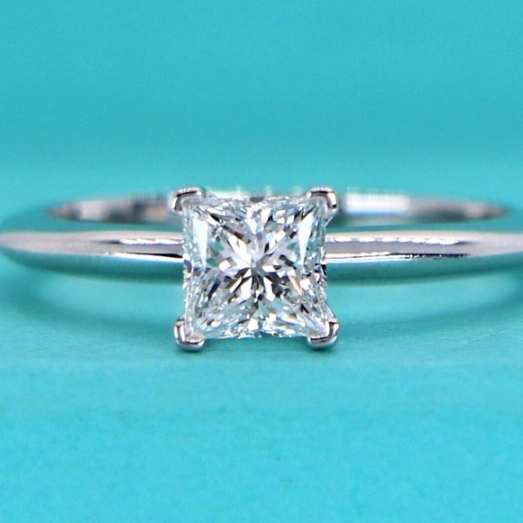 19620 Tiffany Co Platinum 0.64ct F VS1 Square Princess Diamond Engagement Ring 6 - Picture 1 of 10